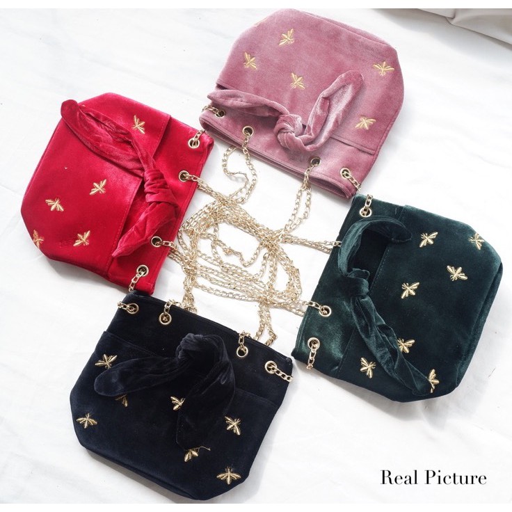 Dream Velvet shoulderbag import / Tas selempang wanita beludru - tas bludru