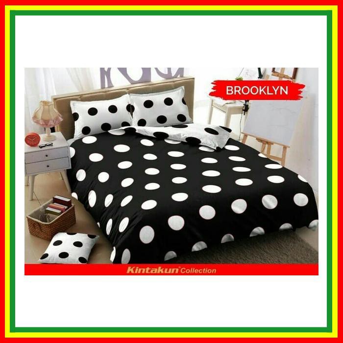 KINTAKUN D'LUXE BROOKLYN NO.3 SINGLE 120 SPREI HITAM POLKADOT PUTIH