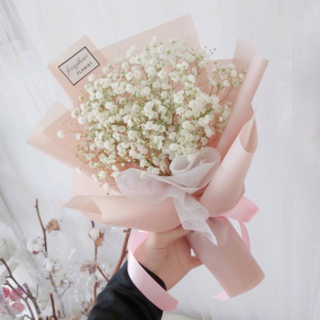 BABY BREATH BOUQUET BUKET BUNGA FLORIST KOREAN KOREA FRESH FLOWER SEGAR ASLI