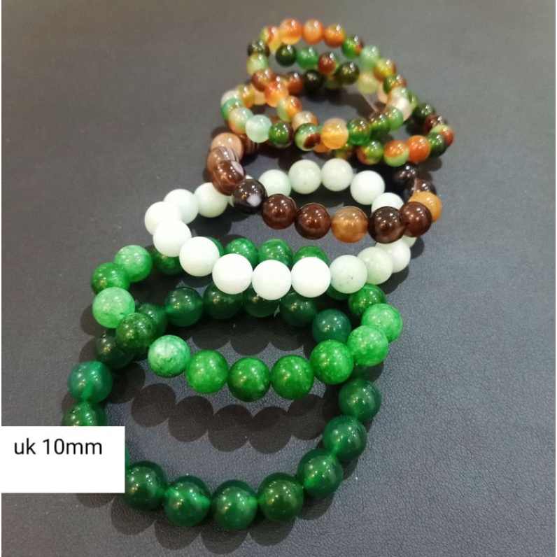 Gelang batu bulat giok keberuntungan 10mm