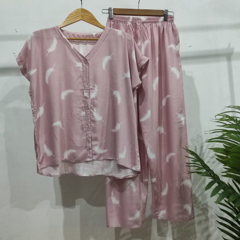 PIYAMA KANCING HITS PIYAMA KANCING BUSUI | PIYAMA RAYON | HOMEWEAR-NK 12M