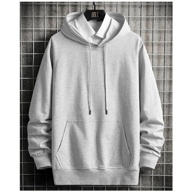 Sweater Hoodie polos Size L XL pria Wanita