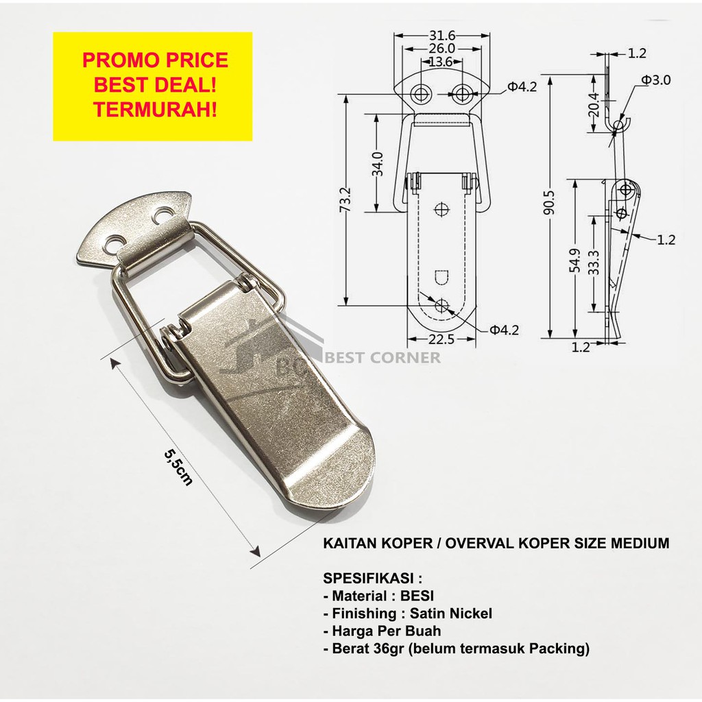 Kaitan Peti Medium / Overval / Kunci Koper