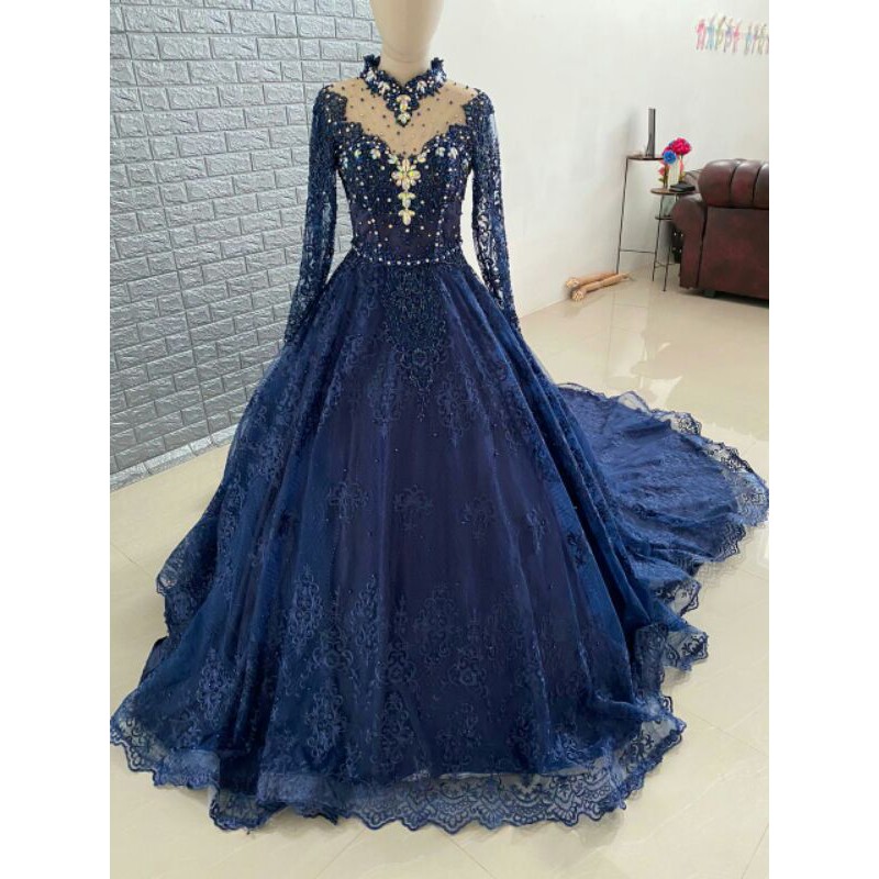 Gown Bustier Navy / Gaun Bustier Navy / Gaun Pengantin Navy