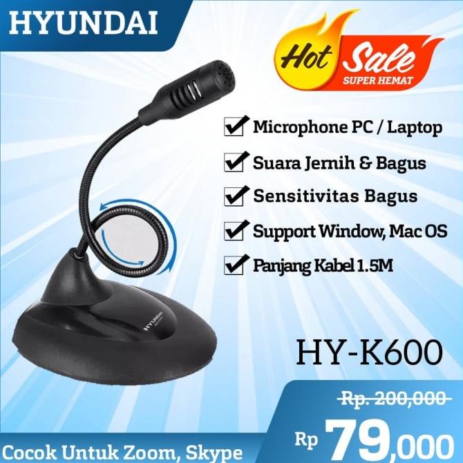 Microphone Mini Zoom Skype Hyundai HY-K600 Untuk Komputer PC Laptop