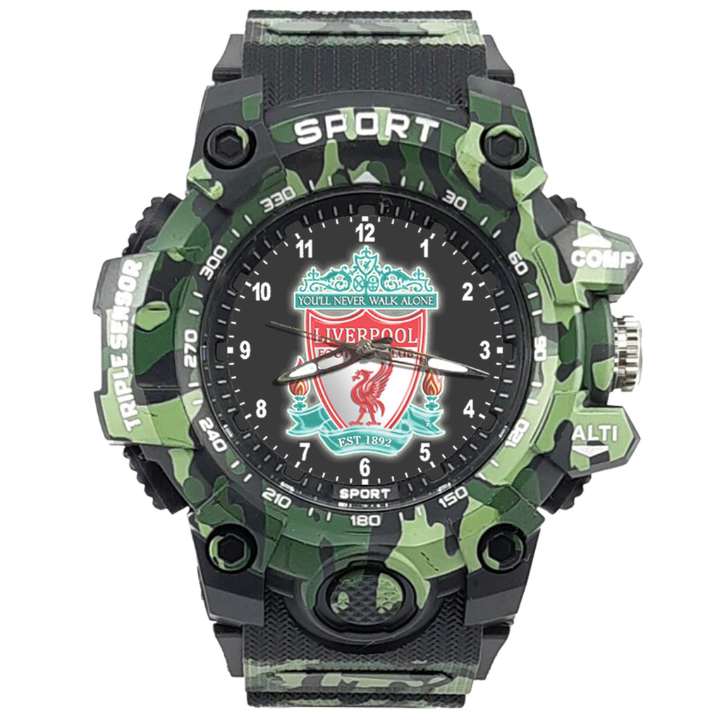 (ISTIMEWA BOSSQUE) JAM CUSTOM LIVERPOOL STRAP ARMY - 5 Warna