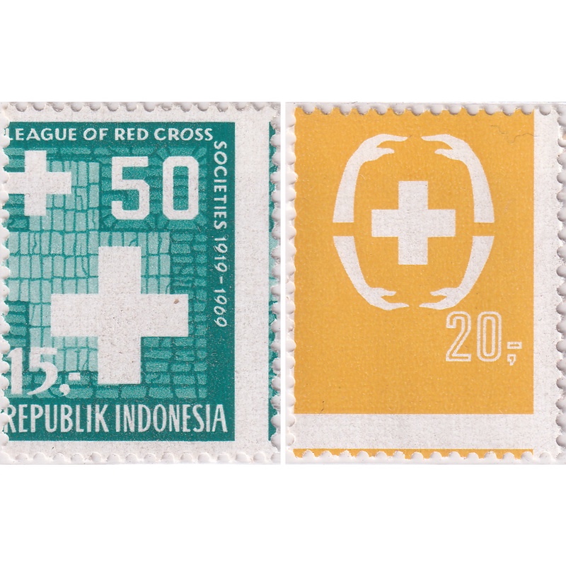 

Prangko Indonesia 1969 - The 50th Anniversary of League of Red Cross Societies - Red Color Missing