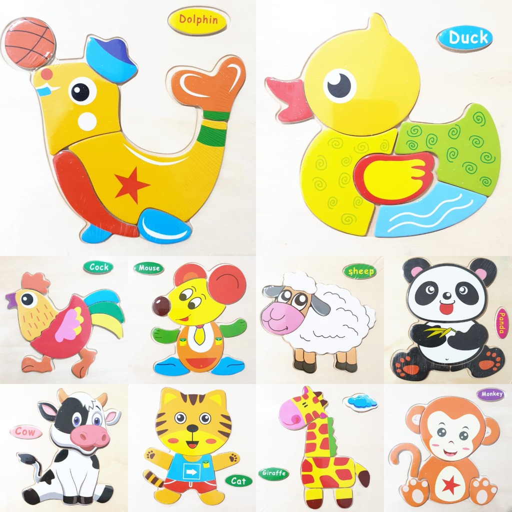 CR PART1 CMK018 Mainan Puzzle  Kayu Anak  3D Gambar  Animal 