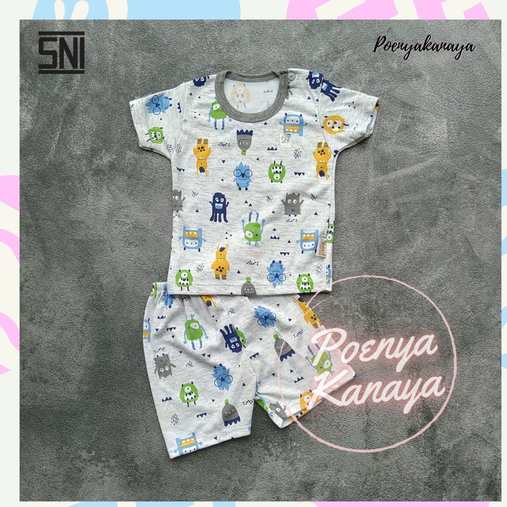 Setelan Baju Bayi Oblong Pendek MONSTER MISTY SNI KENZY Size S - XL STK14-16