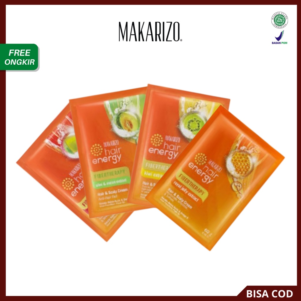 [ AGEN RESMI ] MAKARIZO Hair Energy Shampoo Sachet - Fibertherapy Shampo Sampo (KIM) Original