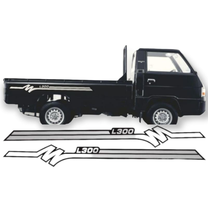 Sticker striping body mobil mitsubishi L300 putih lis bak mobil l 300 print cutting tahan pernis