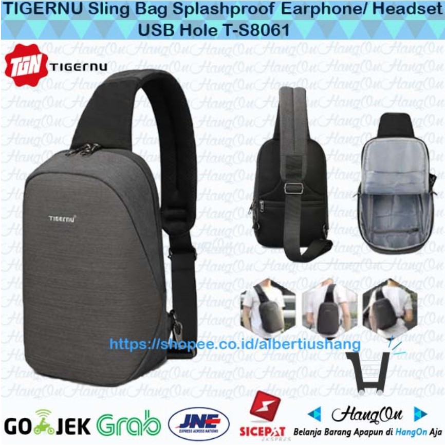 Tigernu SlingBag Antitheft Tas Selempang with Headset/USB Hole T S8061