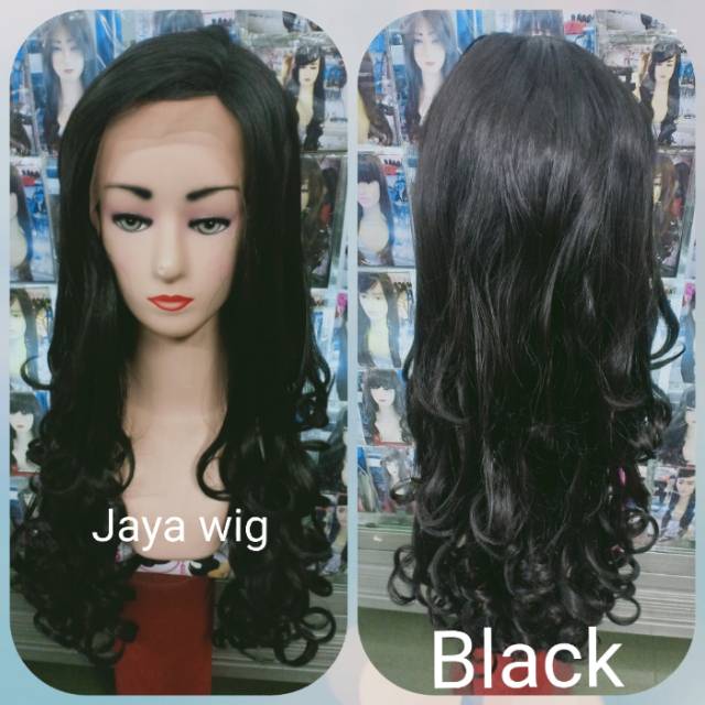 Lace wig panjang curly