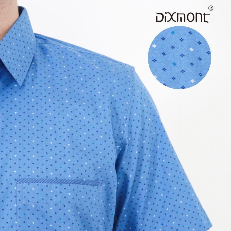 Dixmont Kemeja Pria Basic Formal Motif Lengan Pendek Hem MS00822