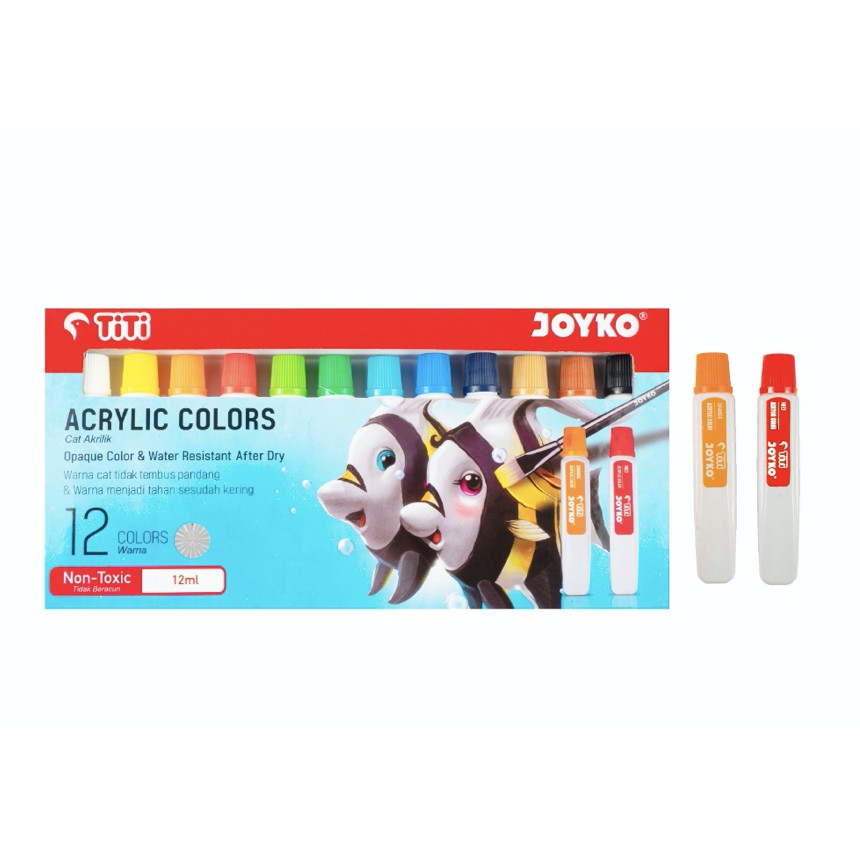 

CAT AKRILIK SET TITI 12 WARNA 12ml ACRYLIC COLOR PAINT LUKIS KANVAS KERTAS GROSIR ECER LUSIN MURAH