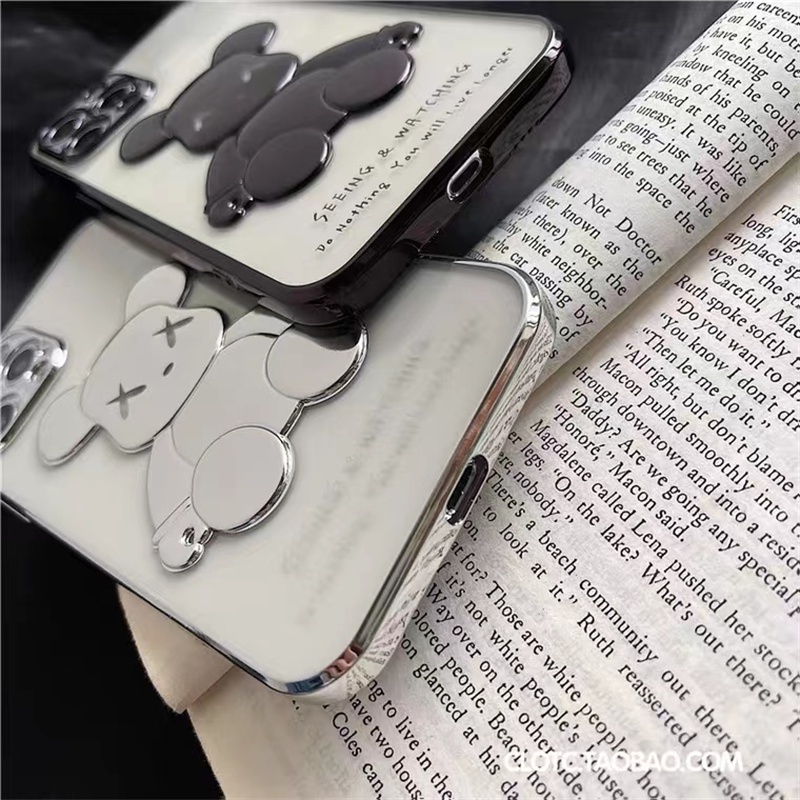 Premium luxury transparent electroplating case iphone 11 pro max 12 13 pro max X/Xs max XR 7/8 plus se2020 creative fashion violent bear all-inclusive shockproof casing