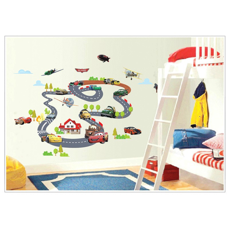 RELIZA WALL STICKER SIRKUIT MOBIL CAR TRANSPORTASI STIKER DINDING XY1160