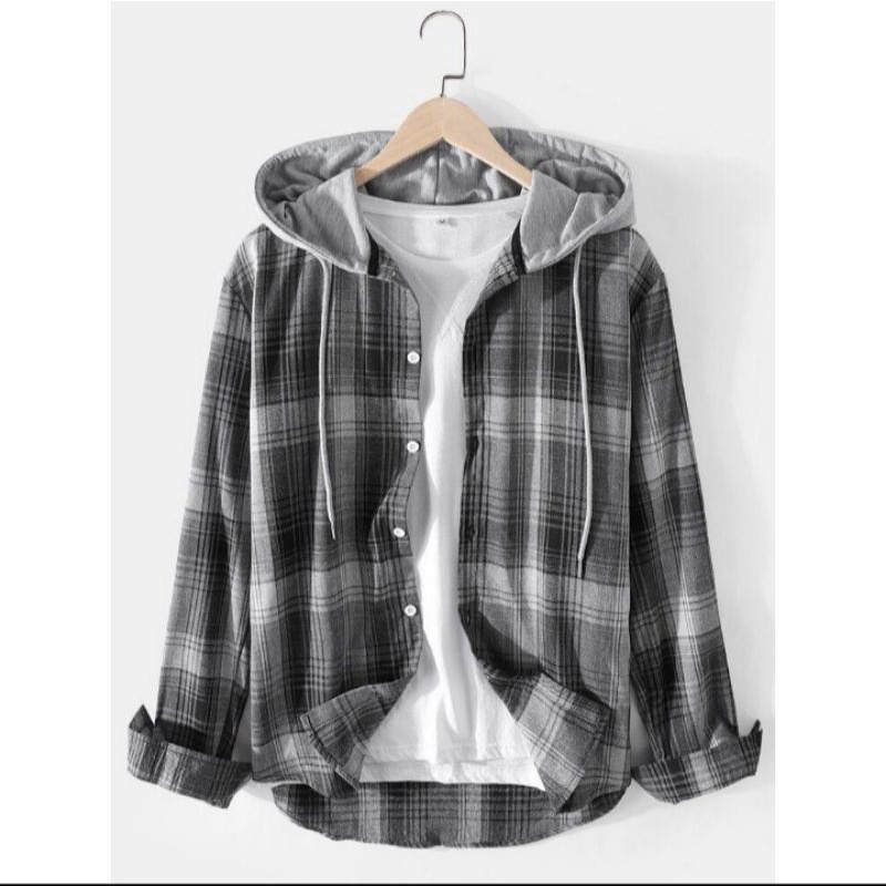 (COD) kemeja FLANEL HOODIE JUMBO 2XL 3XL 4XL XXL XXXL XXXXL BIGSIZE