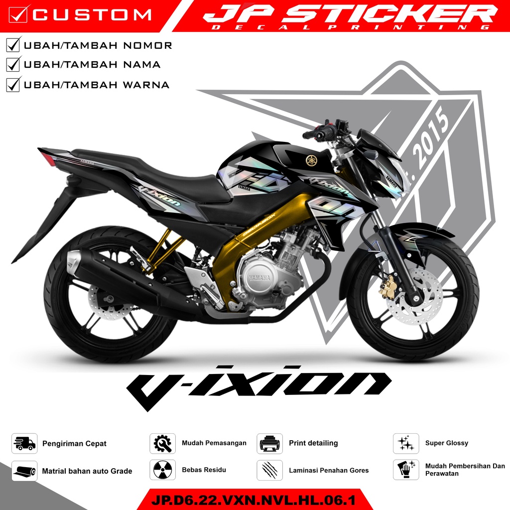 Stiker Vixion NVL Hologram Pelangi, Chrome - Decal Sticker Variasi New Vixion Lighting Fullbody – D6