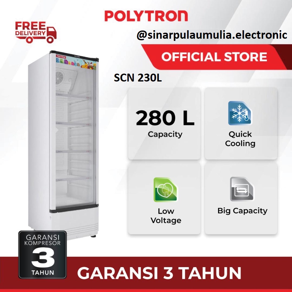 Polytron Showcase Fastcool 250 Liter 250L 4 Rak - SCN 230 L / SCN230L / SCN 230L