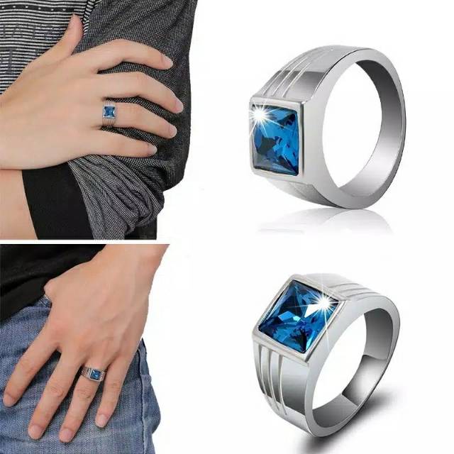 Cincin Pria Batu safir cubic zirconia Import