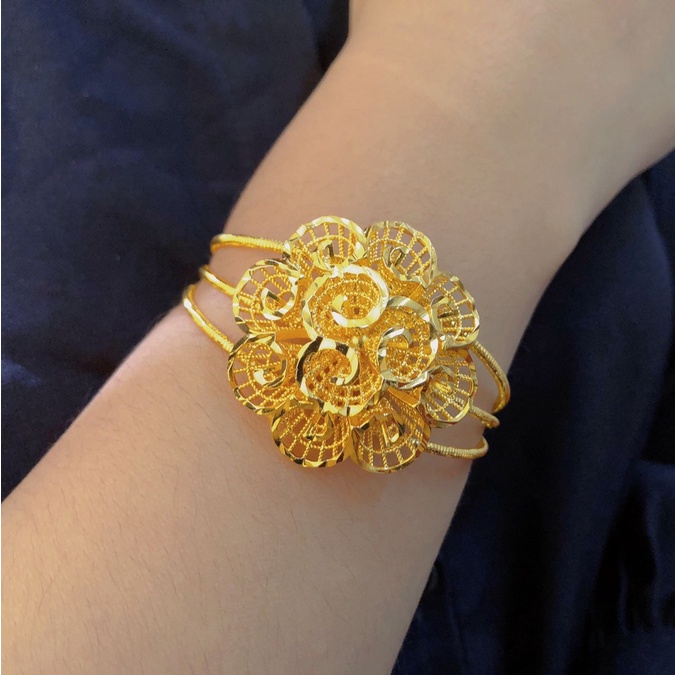Gelang Tangan Titanium Bulat Bunga Kendari Gelang Dubai