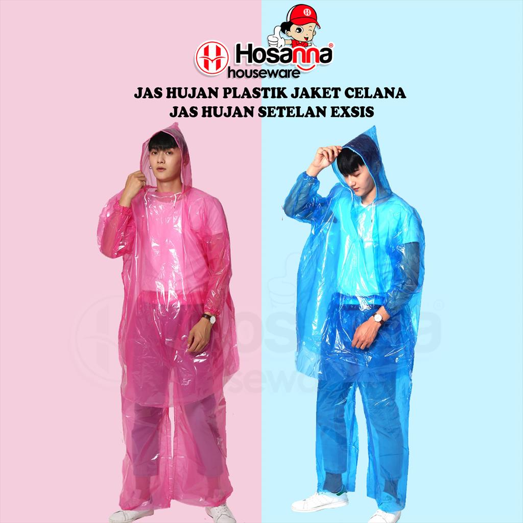 Jas Hujan Plastik Jaket Celana / Jas Hujan Setelan/ Jas Hujan Sekali Pakai