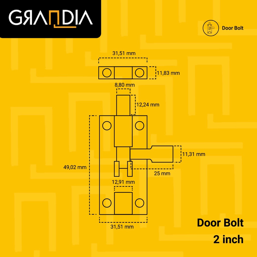 Grendel Slot Pintu Door Bolt SN Hitam