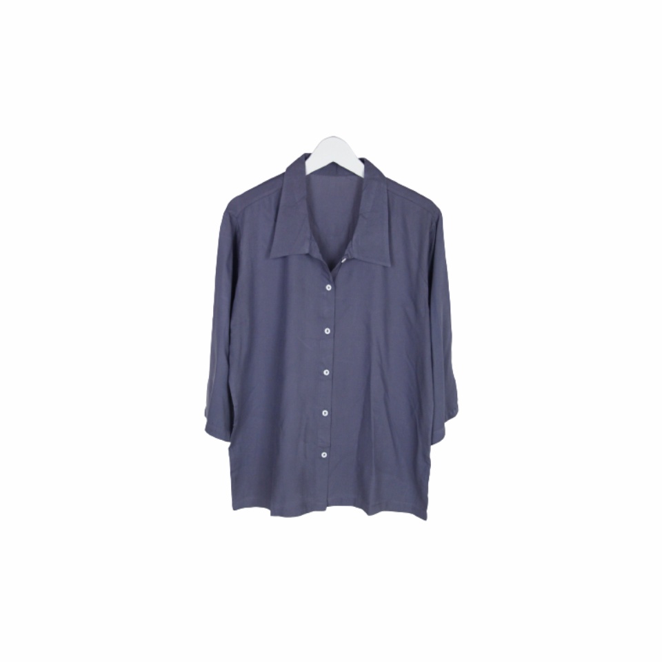 BLOUSE WANITA POLOS LENGAN PANJANG KATUN RAYON ORGANIK 7/8 ATASAN BLOUSE ALLSIZE-Blouse Smoke