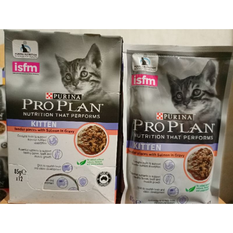 (1box isi 12) pouch kitten salmon 85g - proplan pouch wetfood cat