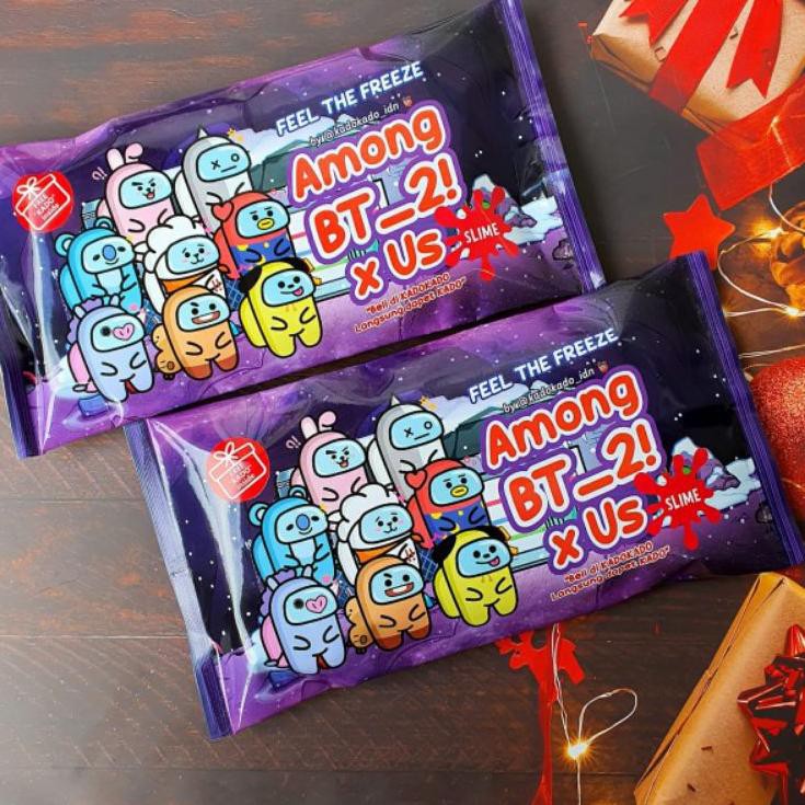 PROMO 6.6 slime bt21 x among us package 7 warna dan 1 clay amongus x bt21 by kadokado free stiker