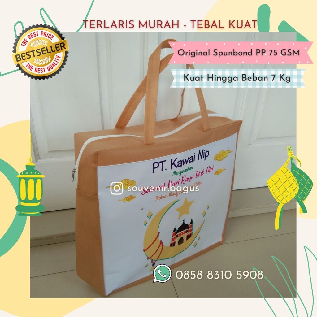 Tas Souvenir Pomosi Custom Resleting 40x40cm sisi 20 cm