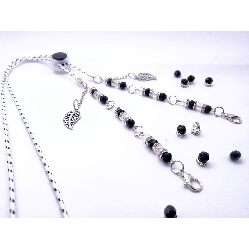 tali masker konektor hijab or non hijab premium Strap mask chain kalung batu kristal 6mm