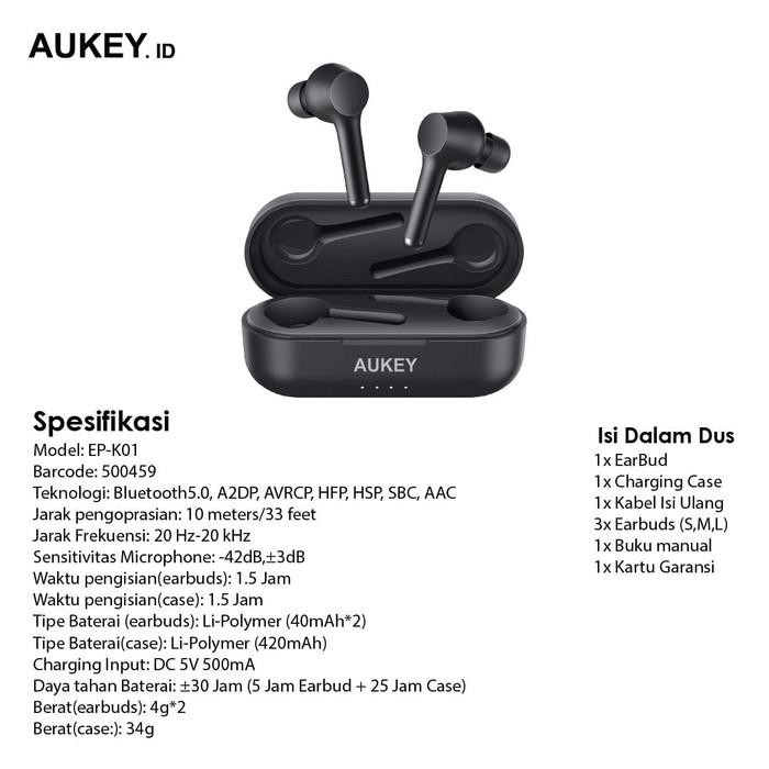 Aukey Earphone Bluetooth TWS KSound Bt 5.0 - 500459 - EP-K01