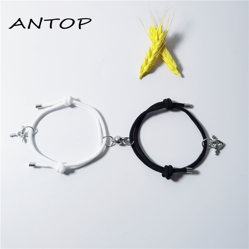 2pcs Gelang Couple Magnet Pasangan Sayap Cinta Kunci Unisex Fashion Aksesoris Hadiah