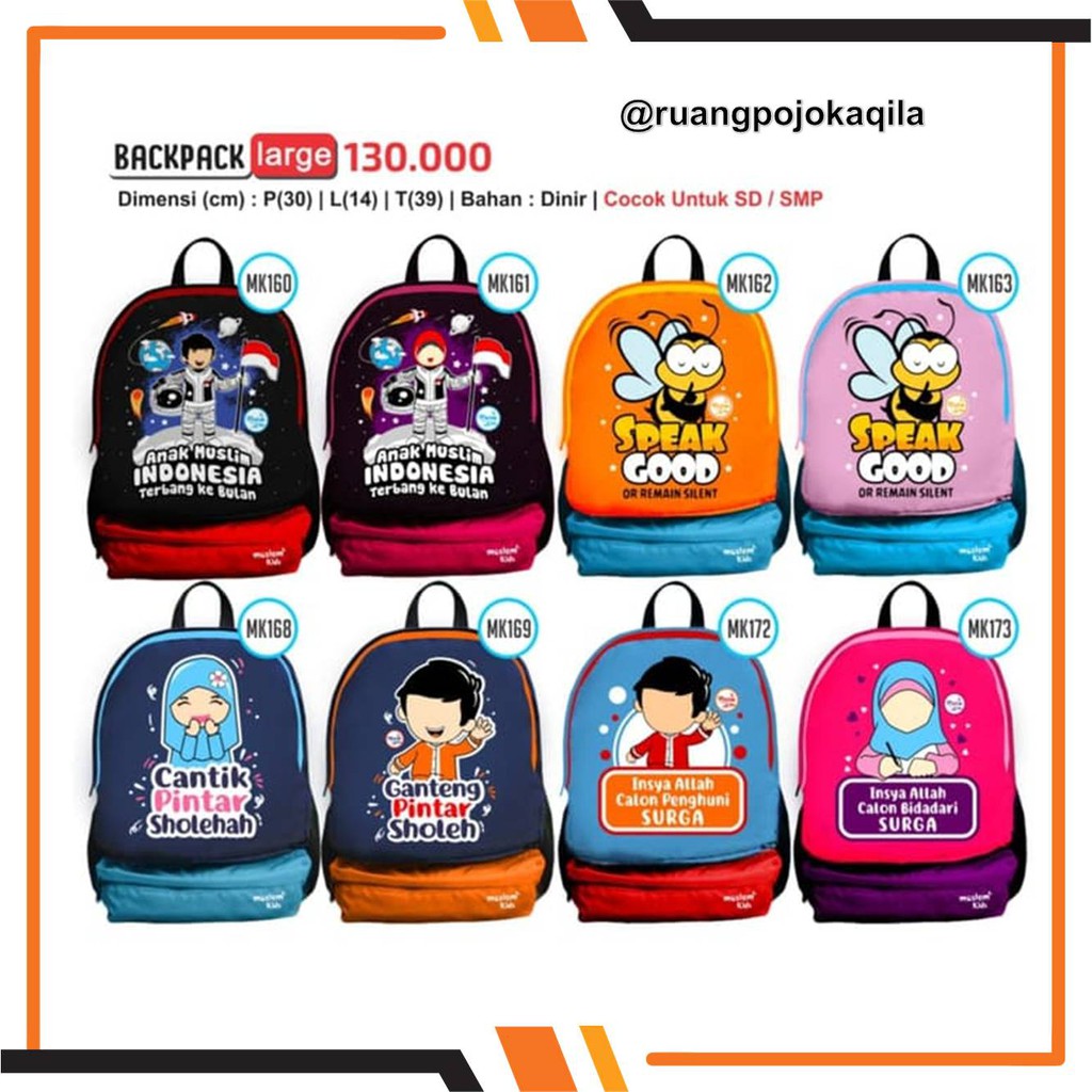  COD  Moslemkids Tas Anak Laki laki perempuan Raincover ...