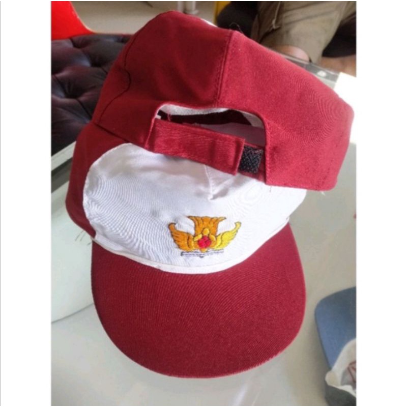 topi sd merah putih kain drill