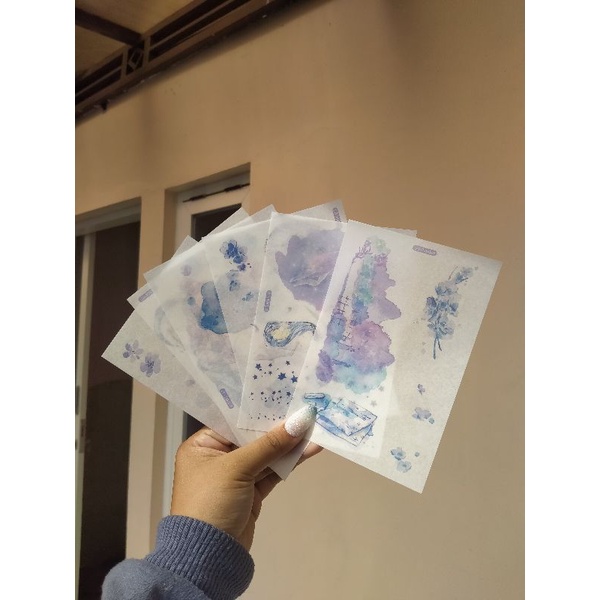 

[Canaya] Sticker Sheet Cute Watercolour Blue Series || Sticker Kisscut Kertas || bujo || Deco || Aesthetic || Journal || Dekorasi