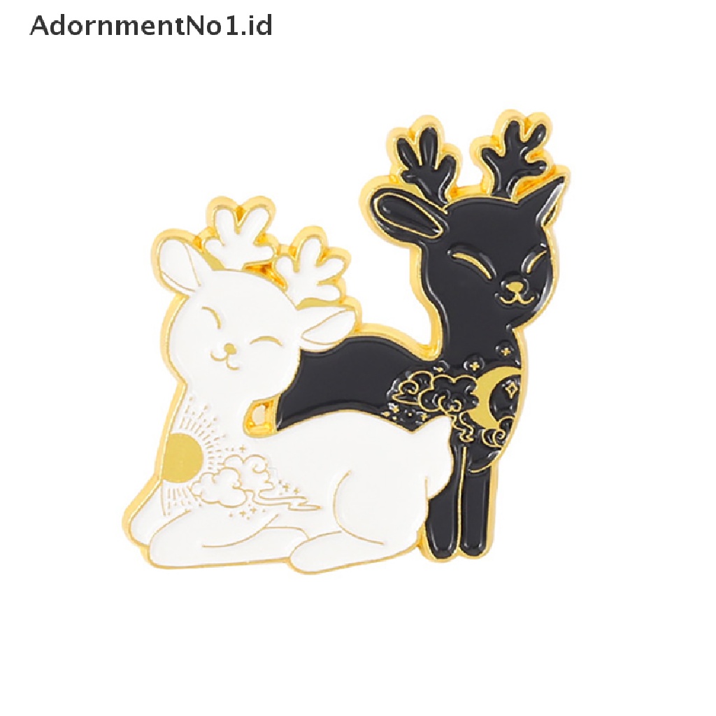 (AdornmentNo1) Bros Pin Enamel Desain Kucing / Rusa / Koi Keberuntungan Warna Hitam