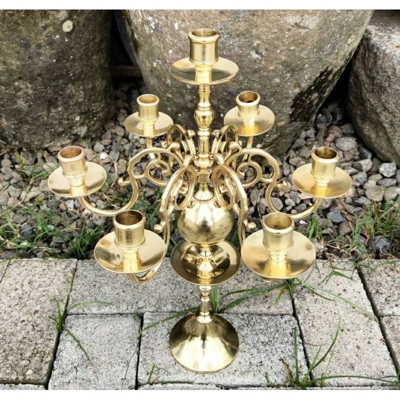 barang antik tempat lilin kuningan kuno cabang 7
