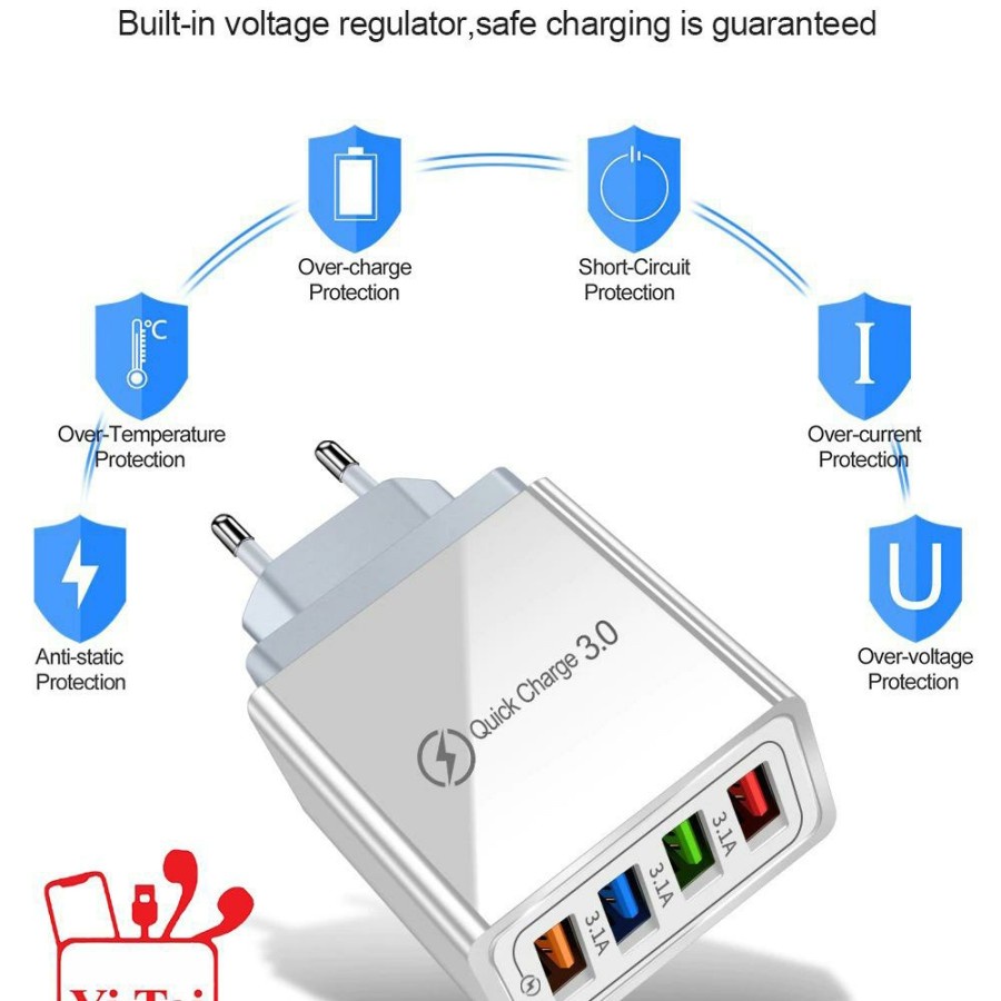 CHARGER 4USB QUICK CHARGE 3.0 FAST CHARGING YI TAI QC04 - BATOK CAS AN 4 USB - FA