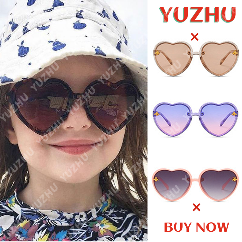 【YUZHU】COD New Fashion Glitter Cartoon Little Bee Love Sunglasses untuk Anak