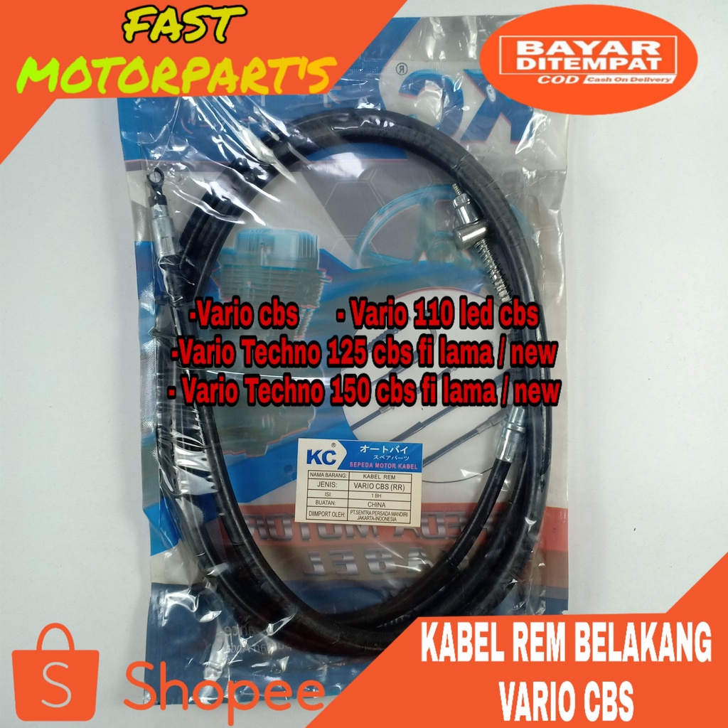 kabel rem belakang vario techno 125 150 fi new led cbs kc