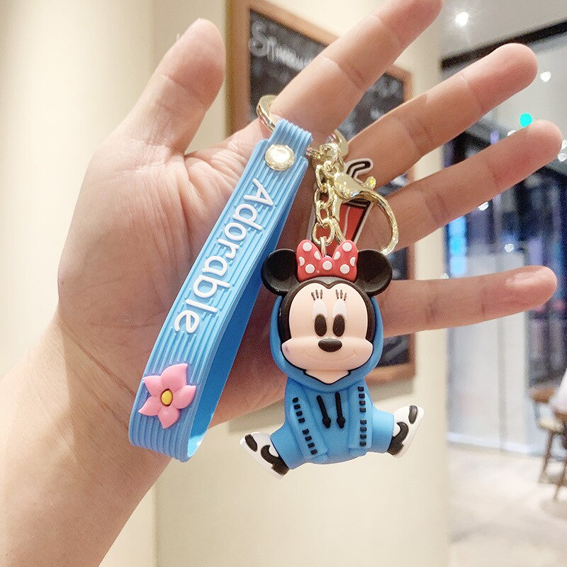 Mouse Piakchu Figure Doll Key Chain For Girls Bag Charms Car Pendant Keyrings Cartoon Stitch Mickey Minnie Keychains