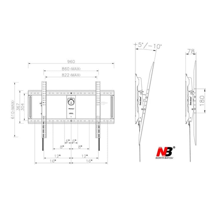 BRACKET LCD LED NB DF90T DF 90T GT-90T BREKET tv bracket tv tilit NORTH BAYOU DF90T DF-90T DF90-T 100INCH BREKET TV BESAR HEAVY DUTY