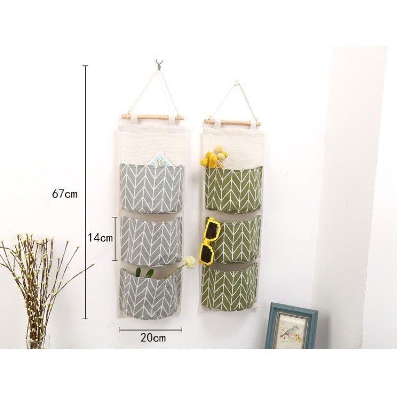 ❤GTB❤ Organizer Storage Bag Gantung kain kavas korean 3 Sekat korea R506