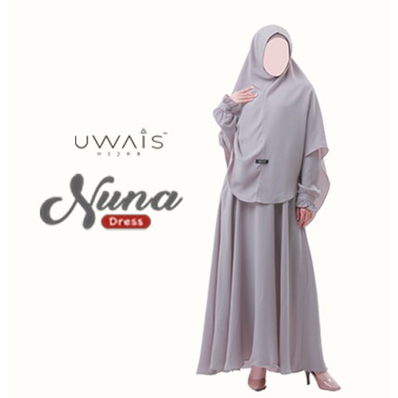 GAMIS NUNA DRESS SET POLOS CANDY CREPE SYARI MODEL UMBRELLA UWAIS HIJAB TERBARU