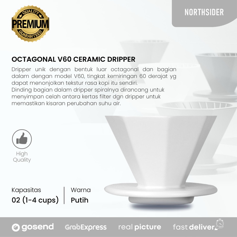 OCTAGONAL V60 CERAMIC DRIPPER KOPI MANUAL BREW PREMIUM NB-0804