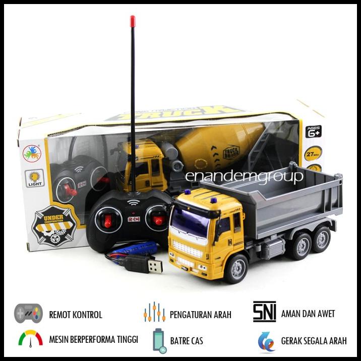 Mainan Mobil Remot Kontrol RC Dump Truk / Truk Molen Batre Cas