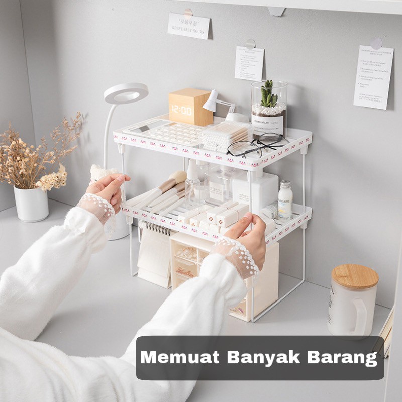 ☛TK☚ R408 Rak Meja Stationery Desktop Storage Rak Lipat Penyimpanan Buku ATK Meja Kantor